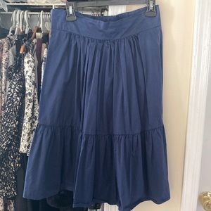 Navy ruffle hem align skirt